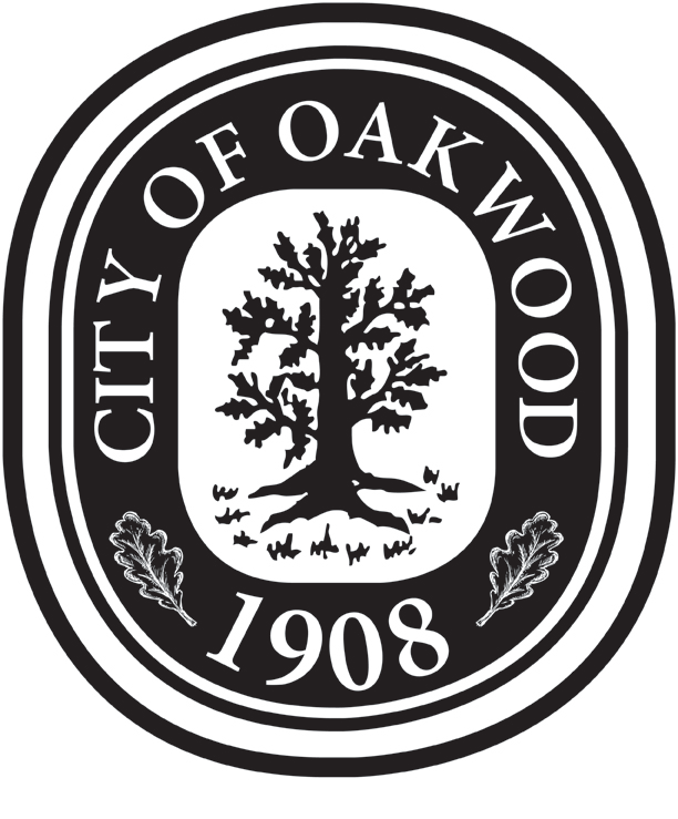 Seal of the City of Oakwood, 1908, featuring an oak tree inside an oval emblem
