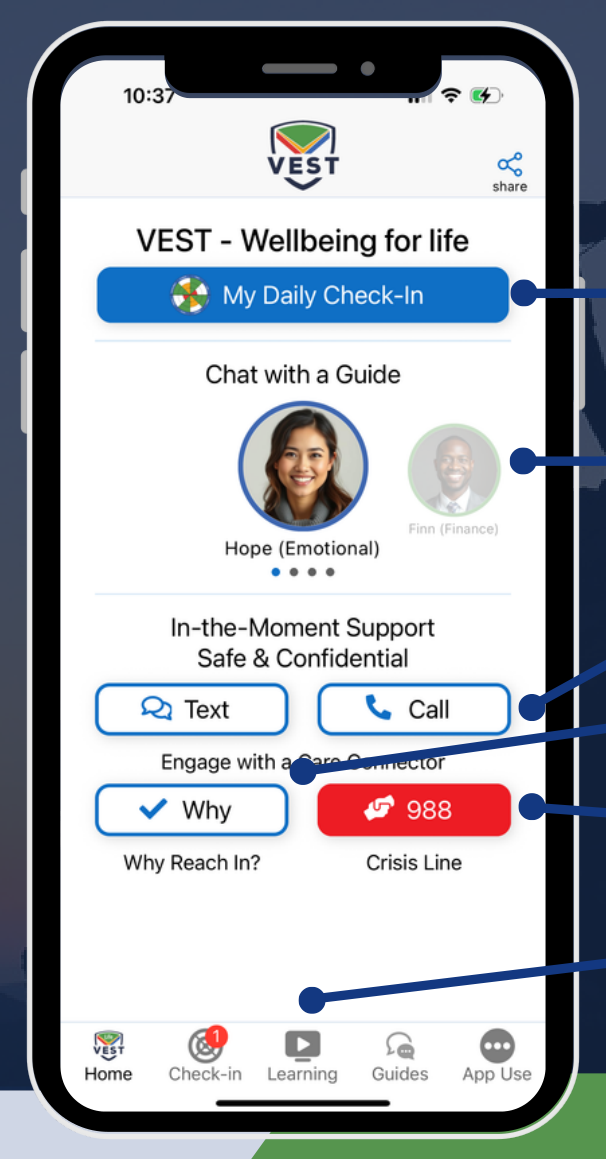 VEST mobile application interface