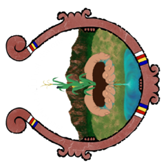 Harvest of All First Nations emblem showing corn plant rooted in earth with sacred hoop