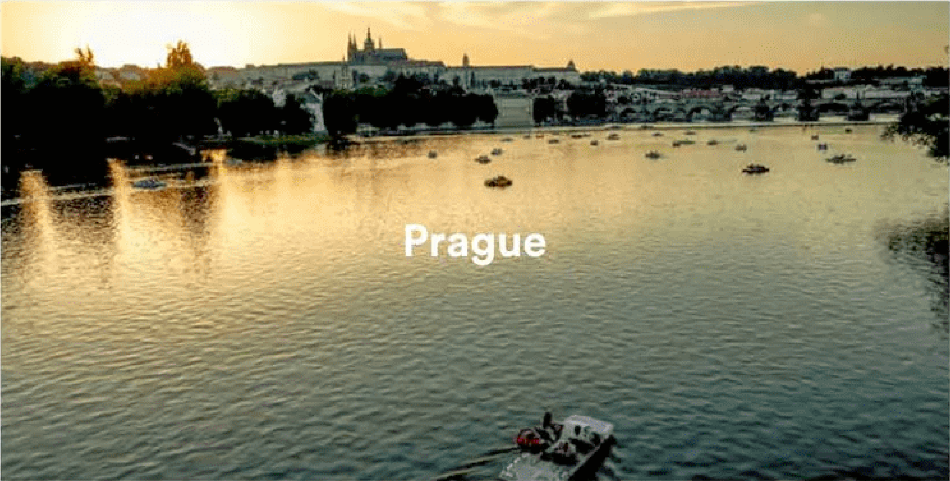Prague river and bridges at sunset