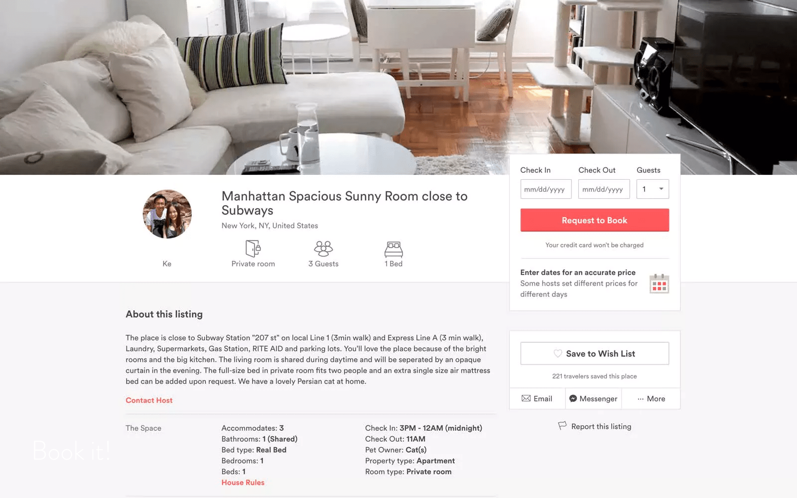 Bright living room with a sofa, dining table, and kitchen