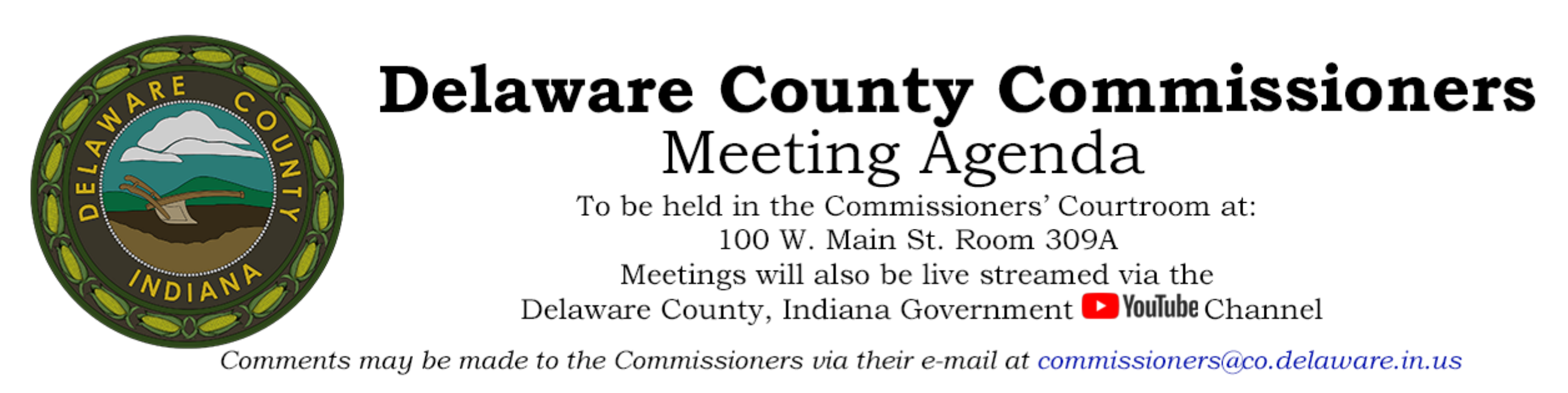 Delaware County Commissioners Meeting Agenda Header