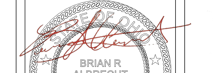 Professional seal of Brian R Albrecht, Registered Architect, State of Ohio