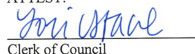 Signature of Clerk of Council