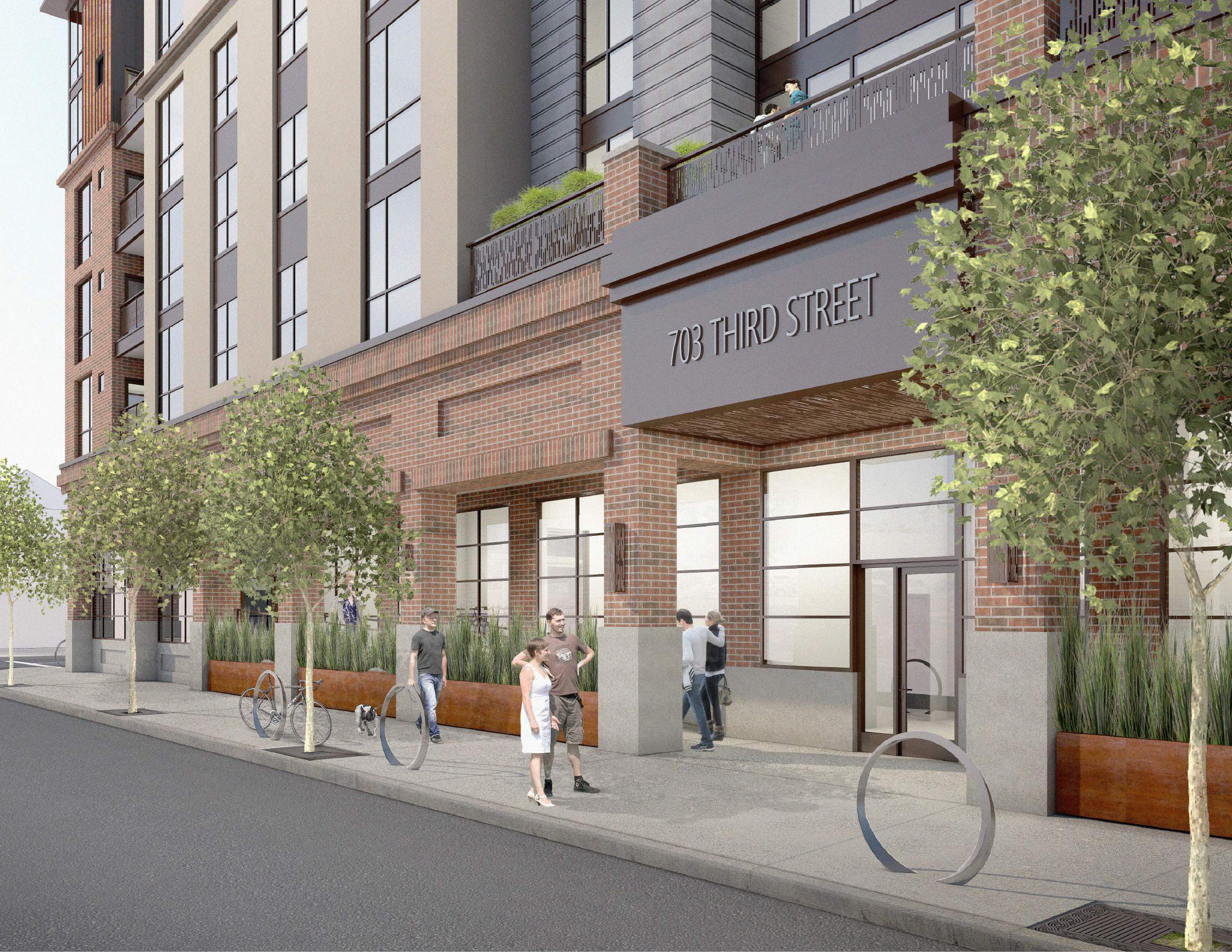 Architectural rendering of 703 Third Street entrance