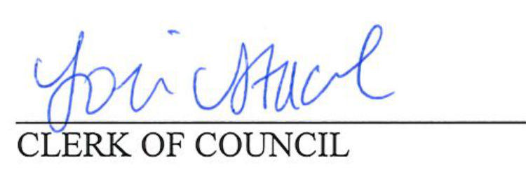 Signature of Clerk of Council