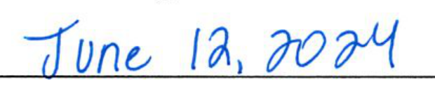 Handwritten date June 12, 2024