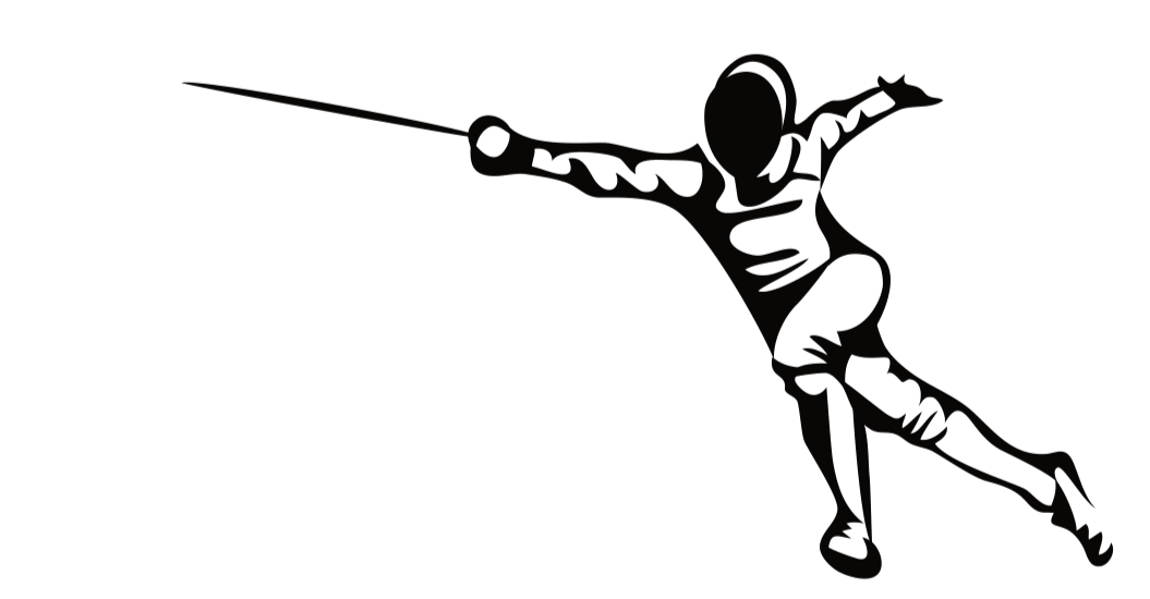 Graphic of a fencer in action.