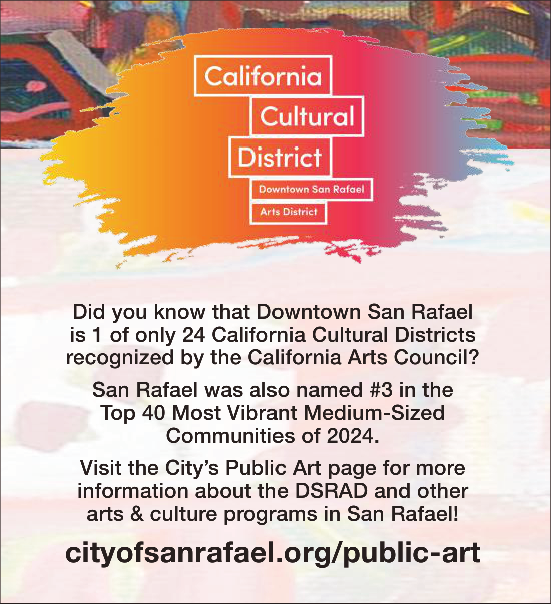 California Cultural District - Downtown San Rafael Arts District information box
