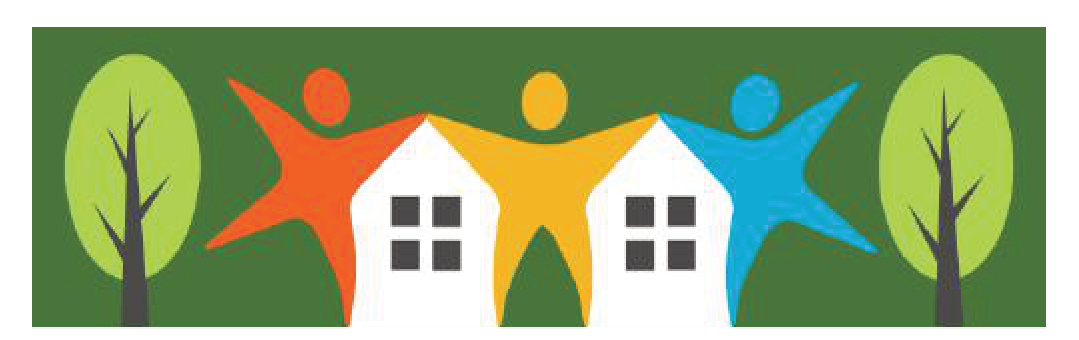 Resilient Neighborhoods illustration of stylized people and houses