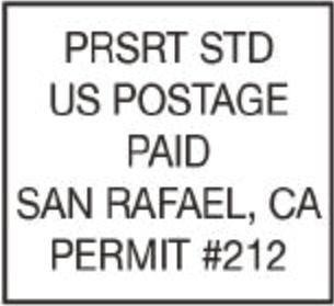 Postage permit box for San Rafael, California permit number 212.