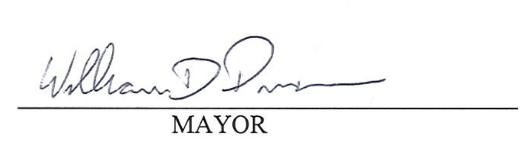 Signature of Mayor William D. Duncan, MAYOR