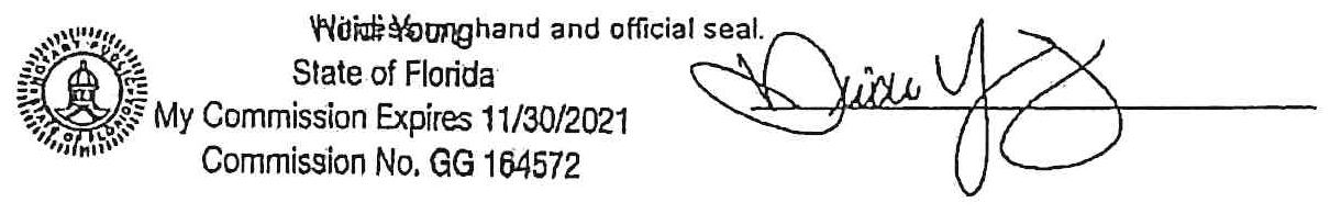 Official Notary Public stamp, seal, and signature for State of Florida