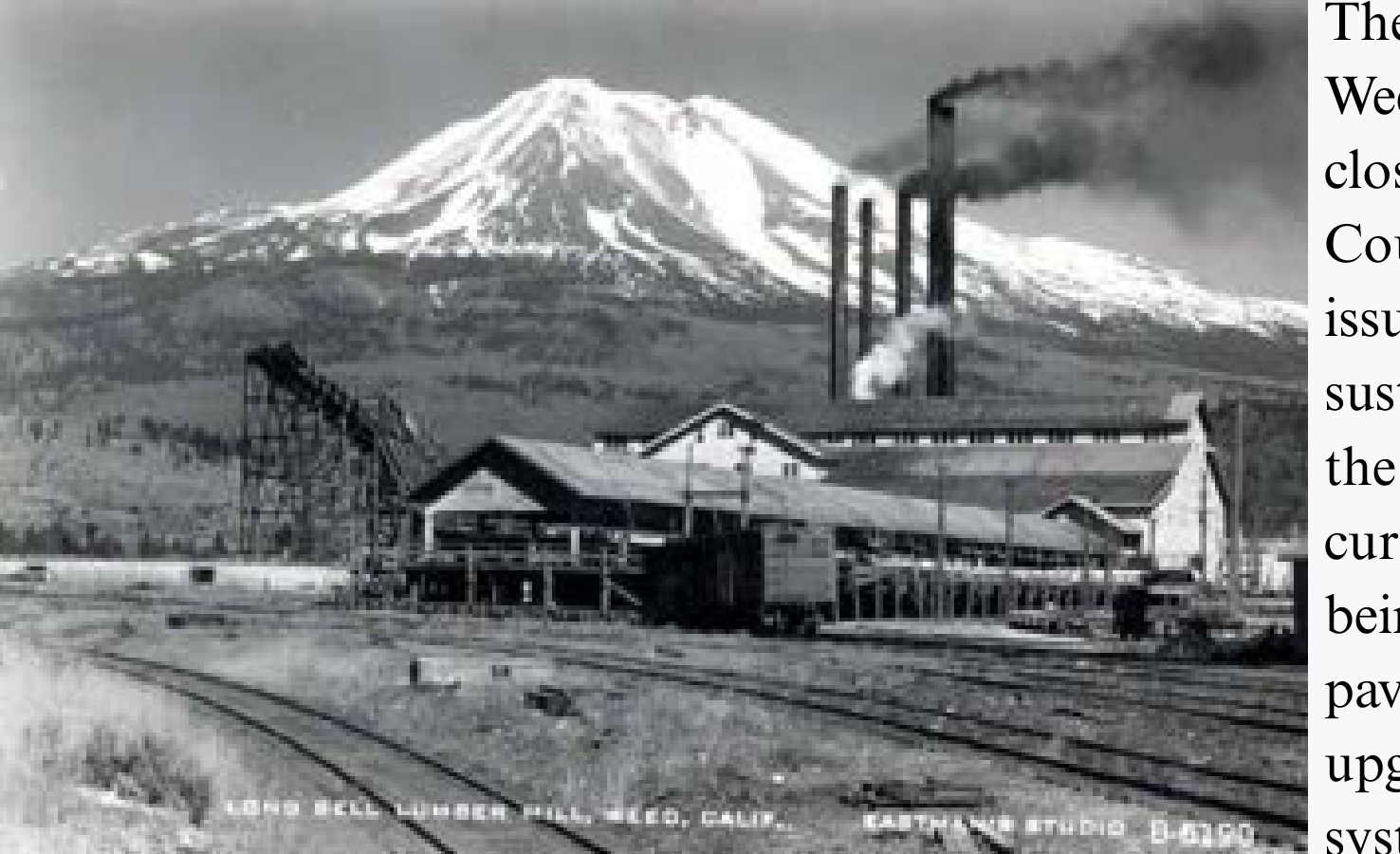 Long Bell Lumber Mill, Weed, Calif. with Mount Shasta in the background