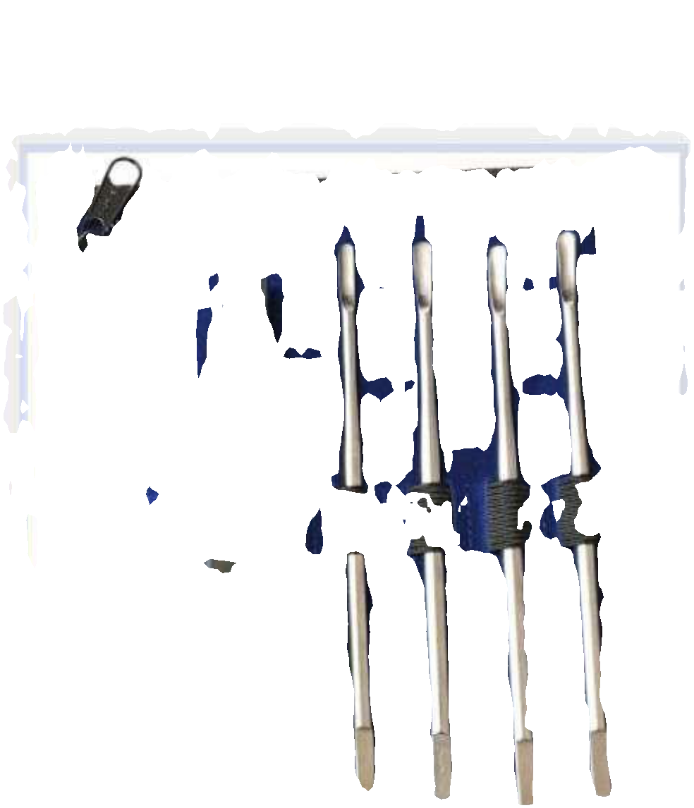 Interchangeable Head Elevator Set showing multiple metal tips and a handle in a blue case