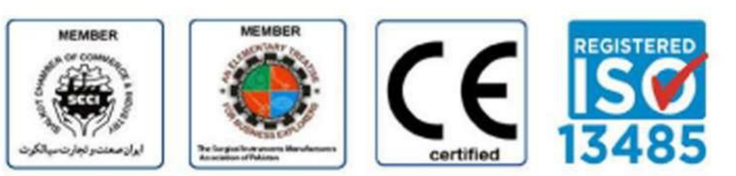 Membership and Certification Badges: SCCI, SIMAP, CE Certified, ISO 13485 Registered