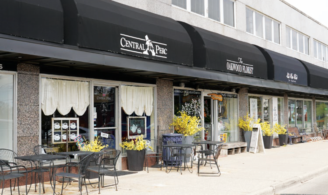 Central Perc and Oakwood Florist shop fronts