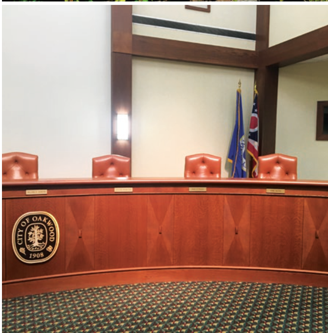 Oakwood city council chamber interior
