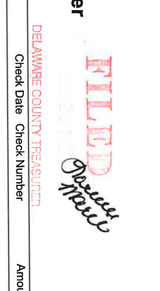 Official Filed Stamp from Delaware County Treasurer