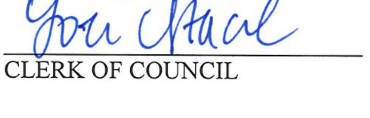 Signature of Lori Stacel above CLERK OF COUNCIL title