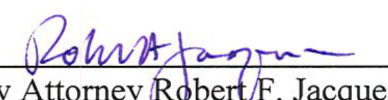 Signature of City Attorney Robert F. Jacques