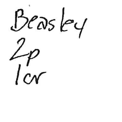 Handwritten notes top left: Beasley 2p 1cr