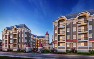 Station House apartment complex exterior architectural rendering