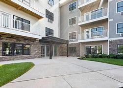 Exterior view of Parcview apartment building entrance
