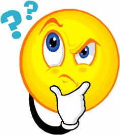 Thinking smiley face cartoon with question marks