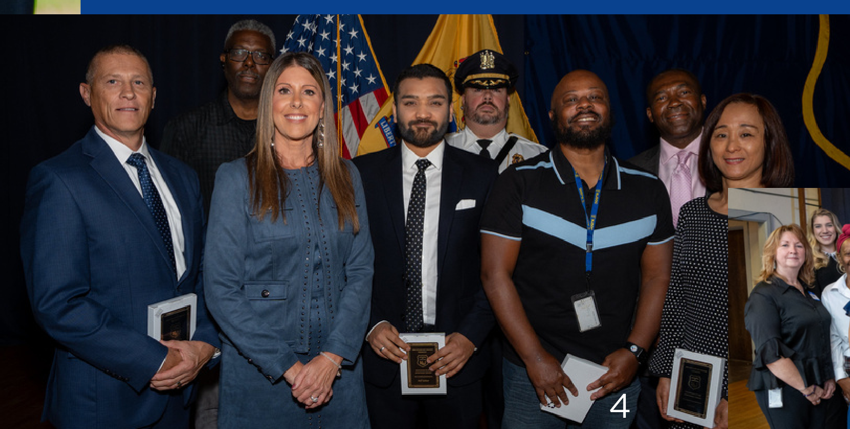 Department staff members receiving recognition awards at the Civilian Day Awards ceremony