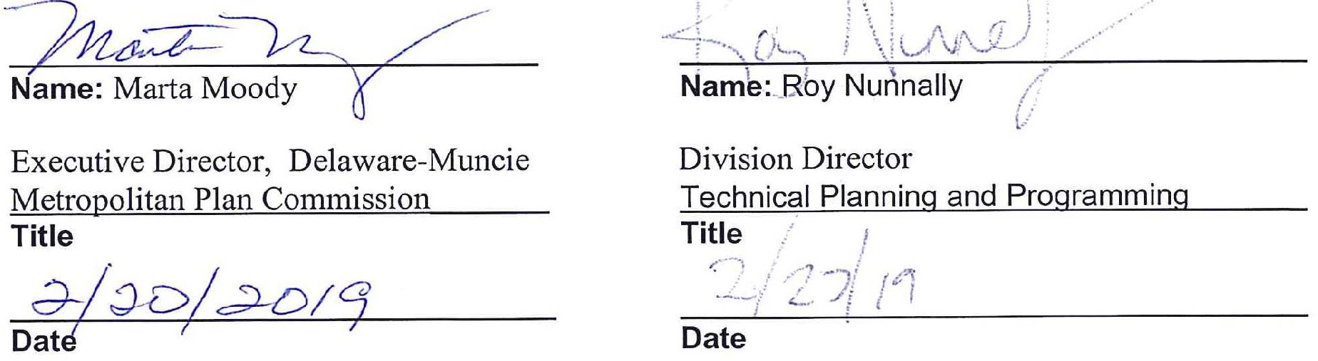 Signature block for Marta Moody, Executive Director (signed 2/20/2019) and Roy Nunnally, Division Director (signed 2/27/19).