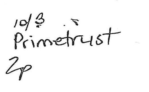 Handwritten header notes: 10/3 Primetrust Zp