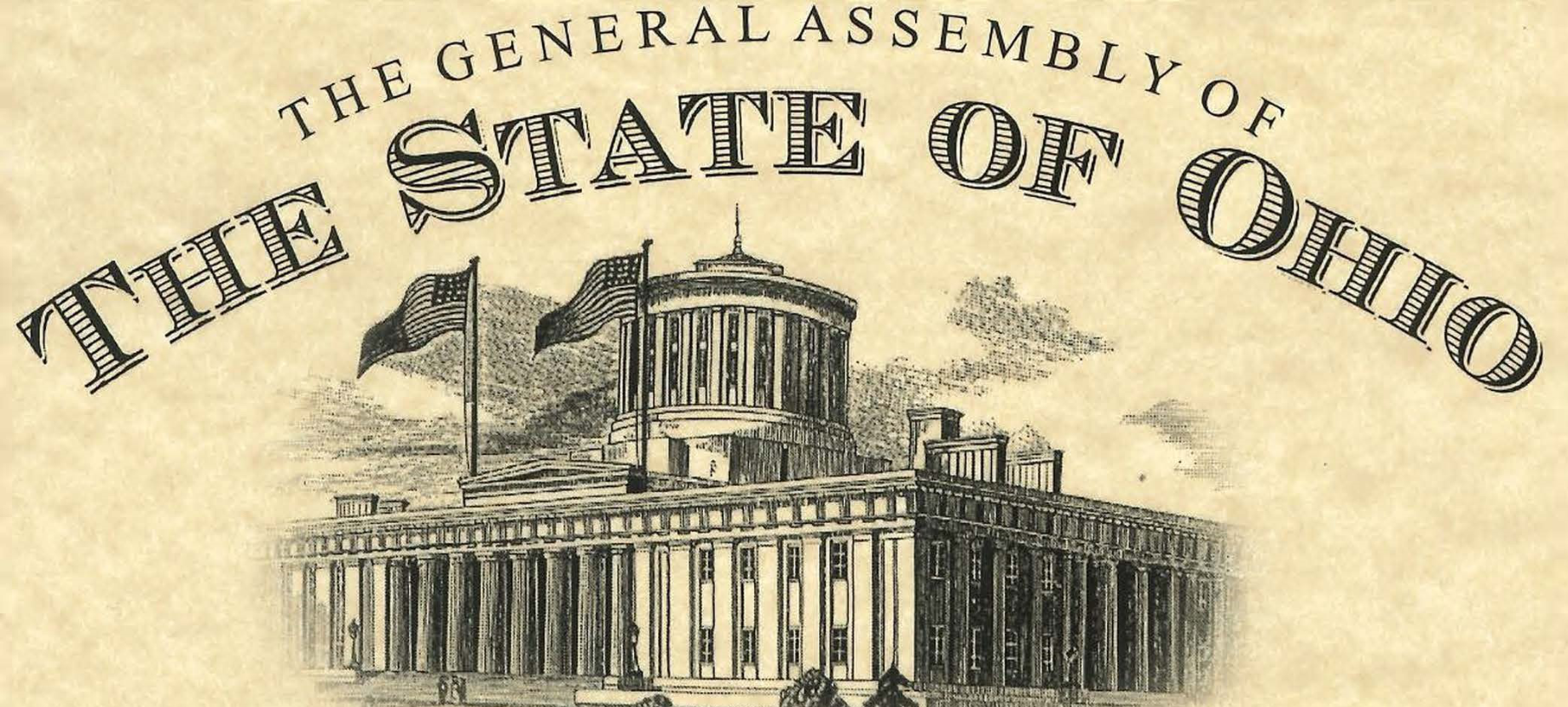 The General Assembly of the State of Ohio header and Ohio Statehouse illustration