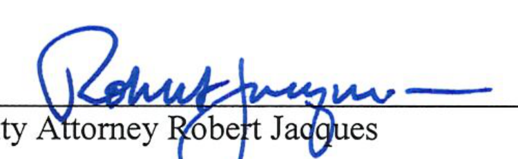 City Attorney Robert Jacques signature