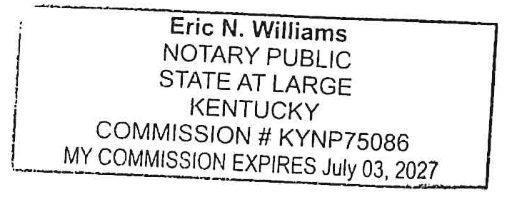 Notary Public seal for Eric N. Williams