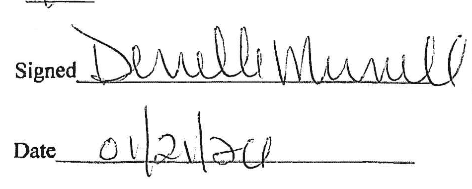 Signed and Date section with handwritten signature and date 01/21/20