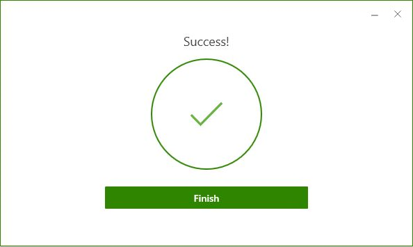 VMware Horizon Installer dialog showing Success and Finish button