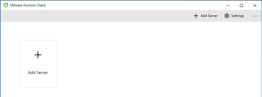 VMware Horizon Client window showing Add Server option