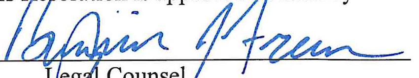 Signature of Legal Counsel