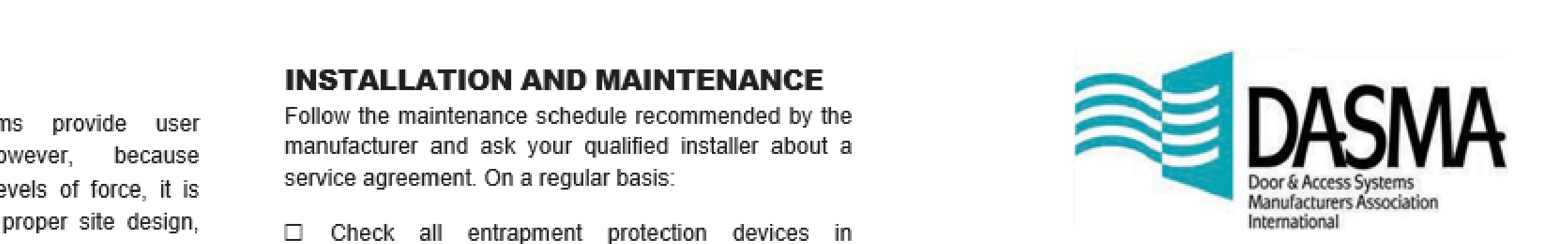DASMA Door and Access Systems Manufacturers Association International logo