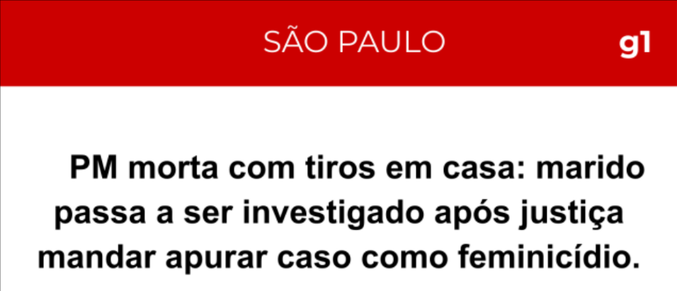 Manchete sobre PM morta
