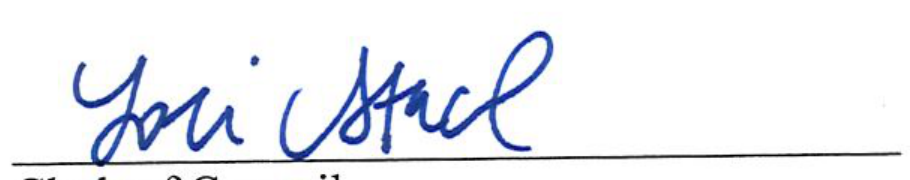 Signature of Clerk of Council