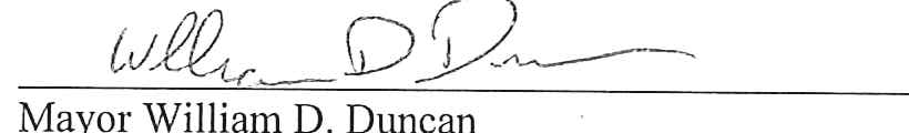 Signature of Mayor William D. Duncan