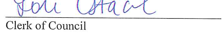 Signature of Clerk of Council Lori Stael