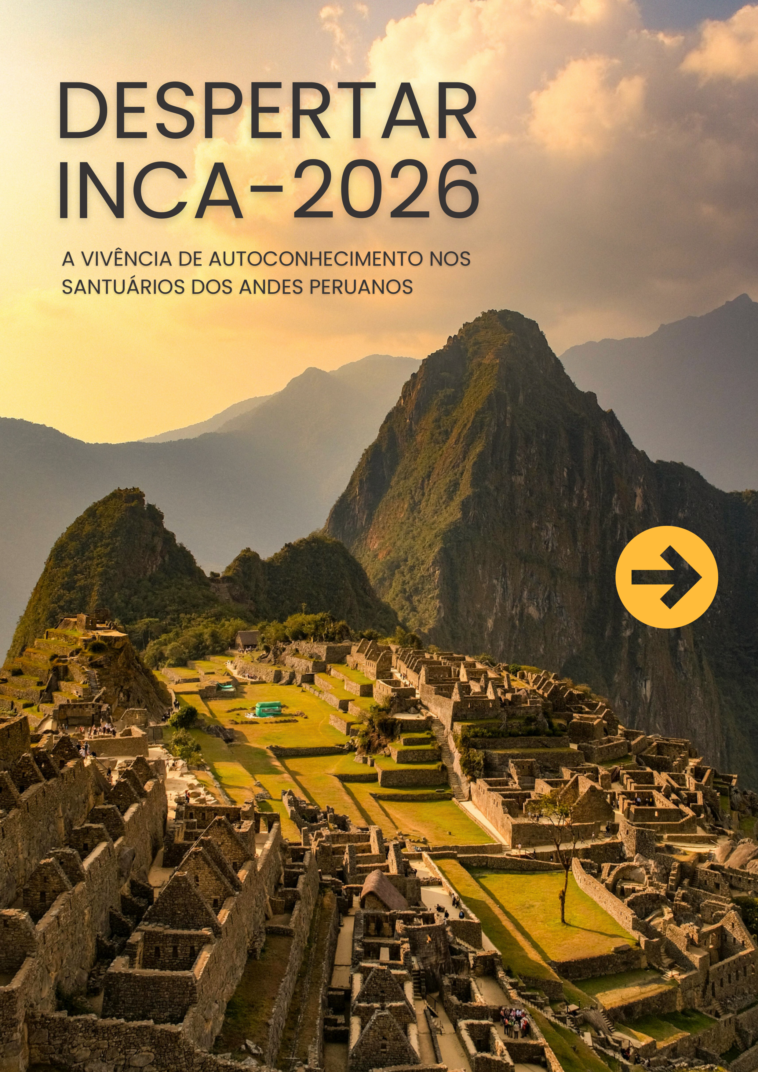 Vista panorâmica de Machu Picchu sob um céu ensolarado