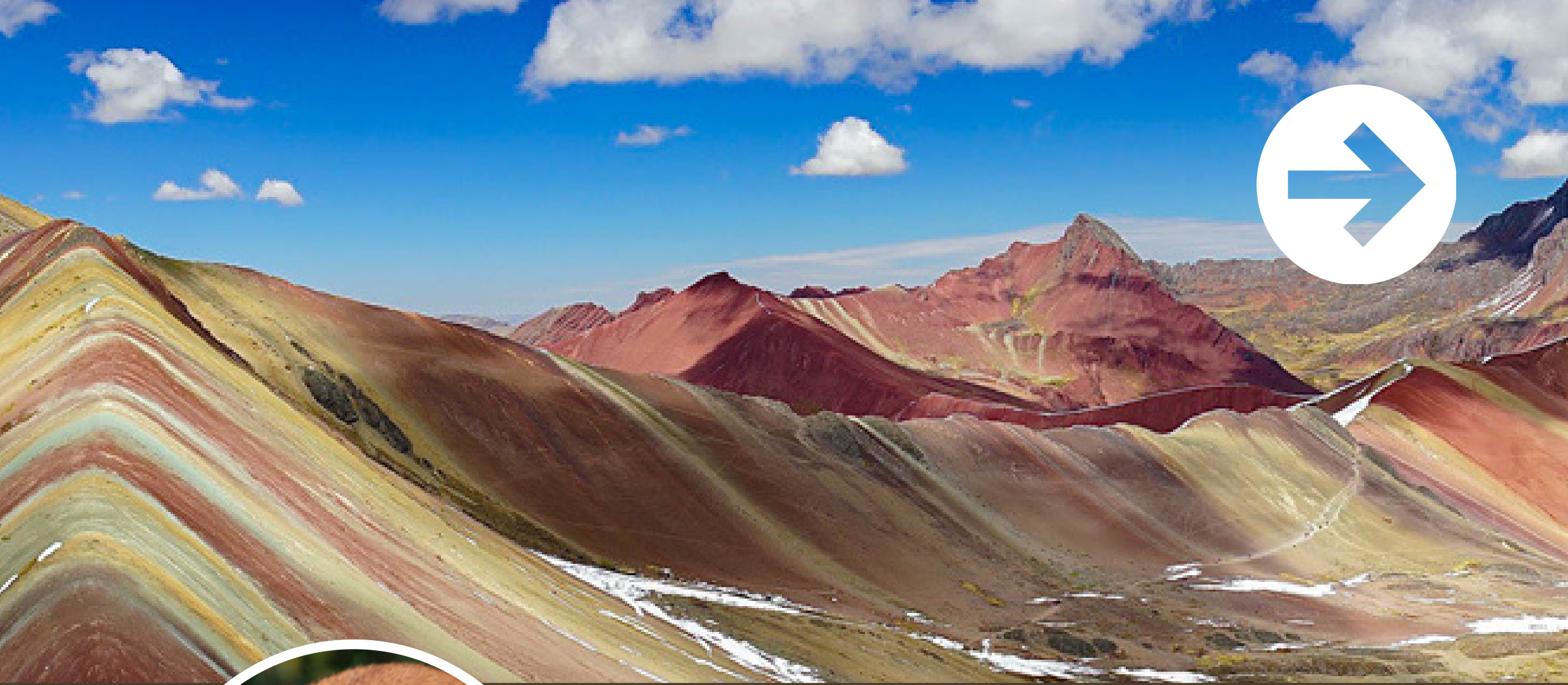 Paisagem montanhosa colorida com ícone de navegação