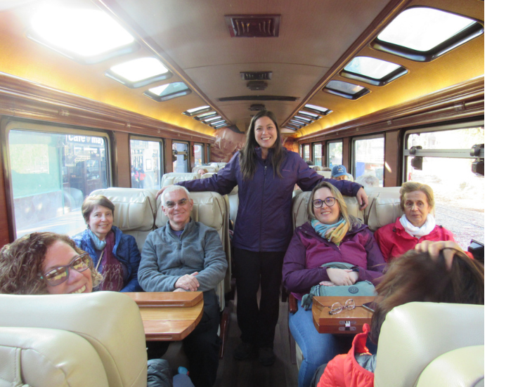 Inside a scenic train car