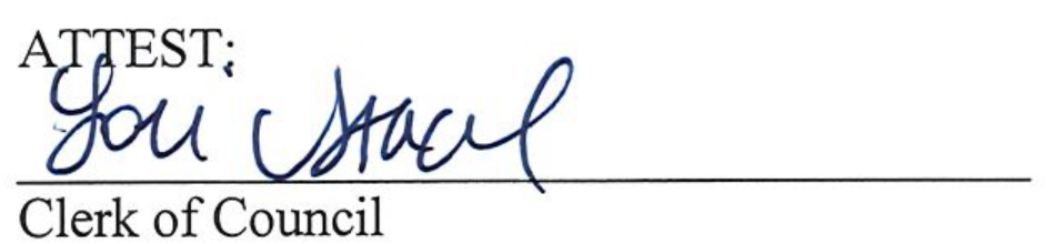 ATTEST: Clerk of Council signature