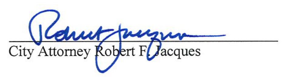 City Attorney Robert F. Jacques signature