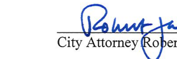 Signature of City Attorney Robert F. Jacques